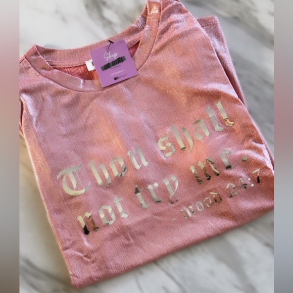 Pink foil thou should not try me tee - Picture 9 of 9